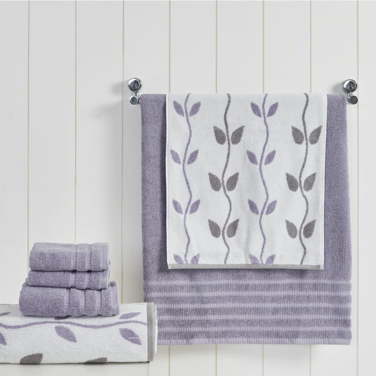 Modern Threads 6 Piece Organic Vines Cotton Bath Towel Set for Bathroom Lavender Walmart