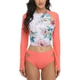 thumbnail image 1 of BeautyIn Women's Long Sleeve Swim Shirt witn Boy Shorts Rash Guard Top Tankinis Set, 1 of 6
