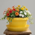 thumbnail image 6 of Austin Flower Pots with Saucers, 9 Inch Yellow, Pack of 5, Plastic Planter for Seedlings and Nursery, Colorful with Saucer, 6 of 7