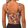 thumbnail image 4 of Picia cute record music Skull Sports Bra for Women,Padded Strappy Sports Bras Medium Support Yoga Bra with Removable Cups,Running Yoga Bra-Large, 4 of 9