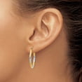 thumbnail image 3 of 14k Yellow Gold and Rhodium Oval Hoop Earrings for Women with Hammered Two-Tone Finish, Textured Lightweight Design, Modern Fashion Jewelry for Daily Wear or Formal Occasions, 3 of 6