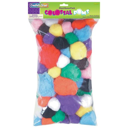 UPC: 0021196818118 | Creativity Street Colossal Non-Toxic Pom Pon  Assorted Size  Assorted Bright Color  1 lb