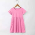 thumbnail image 7 of WOYY Girls Solid Short Sleeve Casual Dress Summer Active Play Dress, Sizes 4-12, 7 of 7