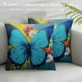 thumbnail image 3 of FUMJ  Butterfly Decorative Throw Pillow Cover Case Watercolor Butterflies Lotus Flower Bold Splash Doodle Pillow Cases Square Standard Cushion Covers for Couch Sofa Bed, 3 of 5