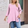 thumbnail image 4 of YUGYXL Womens Long 3/4 Length Sleeve Tshirts Loose Fit Plus Size Tops Tee for Women Boat Neck Fall Summer Shirts Pink XXXL, 4 of 5