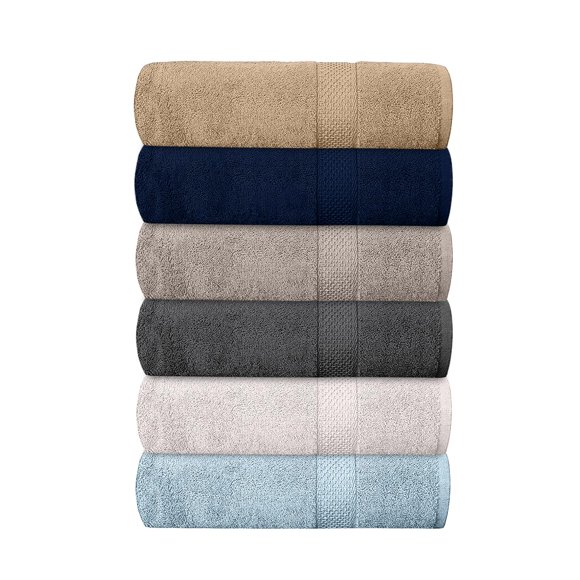 Toallas de baño QUBA LINEN, paquete de 6, 100% algodón, 61 x 122 cm