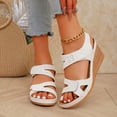 thumbnail image 2 of Hopeusnice Sandals for Women Open Toe Breathable Soft PU Materials Summer Shoes Non-Slip Trendy Women's Sandals Thick-Soled Heel Roman Arch Support Shoes White 38, 2 of 9