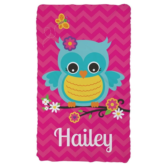 Personalized Sweet Owl Plush Fleece Blanket