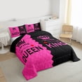 thumbnail image 3 of Homewish Queen And King Queen Comforter Set,Princess Crown Bedding Sets,Pink Black Bedding Comforter Set For Girl Kids,Ultra Soft Home Decor Reversible,3 Pieces, 3 of 8
