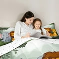 thumbnail image 4 of Manfei Kids Animal Bedding Comforter Set 7pcs for Boys Girls, Leopard Elephant Lion Full Bedding Set, Green Jungle Leaves Fitted Sheet Flat Sheet, Lightweight Room Decor, 4 of 8