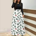 thumbnail image 2 of Christmas Dresses for Women Women's Fashion Casual Christmas Print Round Neck Long Sleeves Oversized Dress for Christmas Party,Army Green,L, 2 of 5