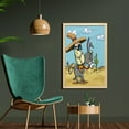thumbnail image 2 of Cartoon Wall Art with Frame, Mexican Man Wearing Sombrero Hat Riding a Donkey in the Desert with Cactus Plants, Printed Fabric Poster for Bathroom Living Room, 23" x 35", Multicolor, by Ambesonne, 2 of 2