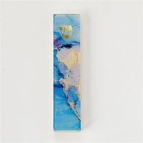 Rite Lite MZGLA-1 5.5 in. Art Glass Mezuzah Case, Blue Marble Gold Accents - Pack of 3