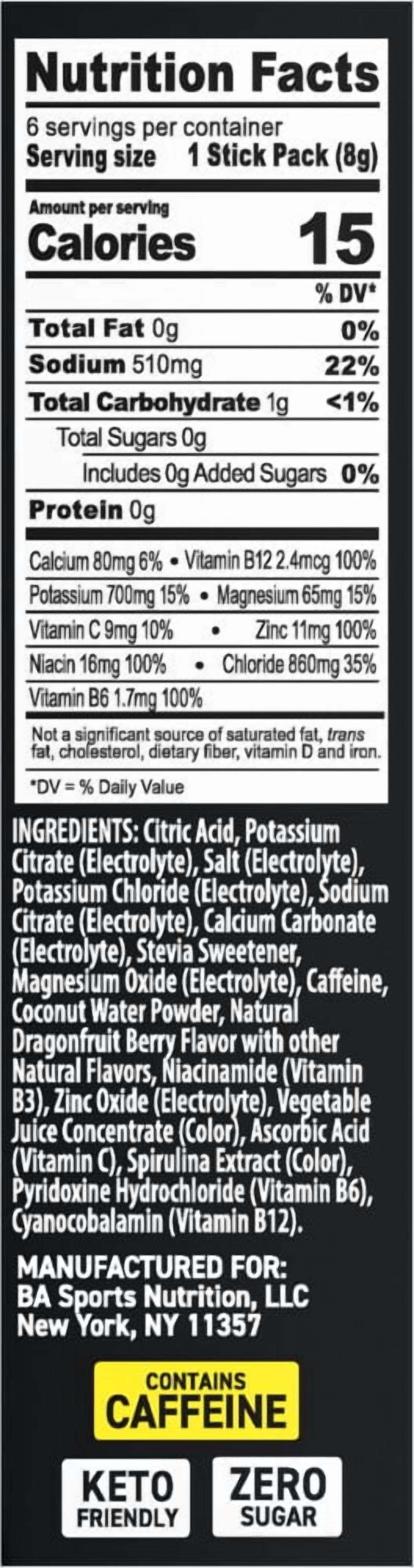 BODYARMOR Flash IV Dragonfruit Berry Caffeinated Zero Sugar Drink Mix Packets 6 sticks - 5 Pack