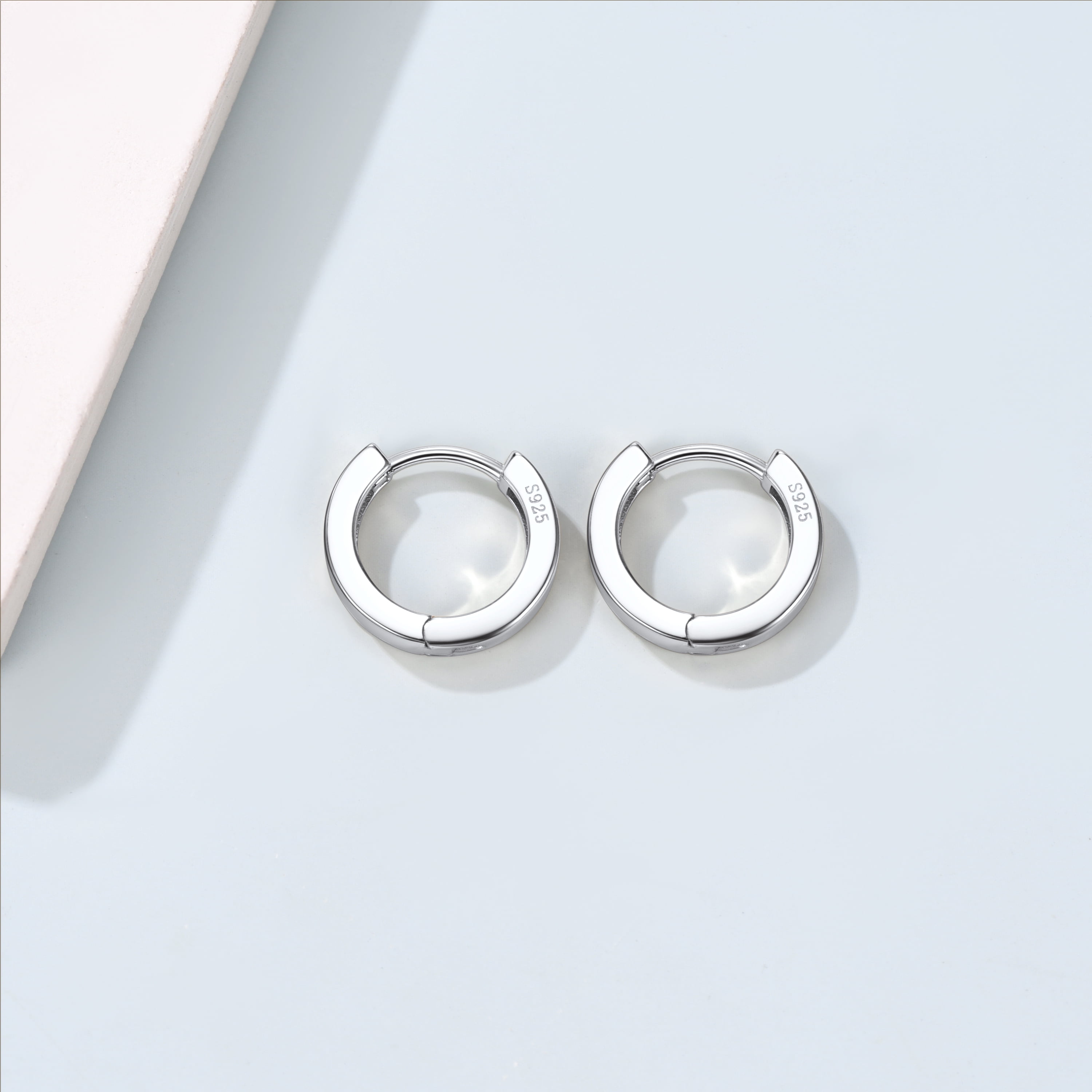 Suplight 925 Sterling Silver Huggie Earrings for Women Plain Hoop Earrings, Gold/Rose Gold/Black Plated