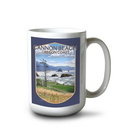 

15 fl oz Ceramic Mug Cannon Beach Oregon Oregon Coast View Contour Dishwasher & Microwave Safe