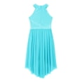 thumbnail image 4 of YONGHS Kids Girls Ballet Lyrical Dance Dress Sleeveless Halter Contemporary Dancing Costume Light blue 6, 4 of 5