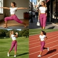 thumbnail image 4 of Maplenight Womens Golf Capri Pants High Waisted Stretch Lightweight Side Pockets Casual Sport Outdoor Cropped Pants, 4 of 7