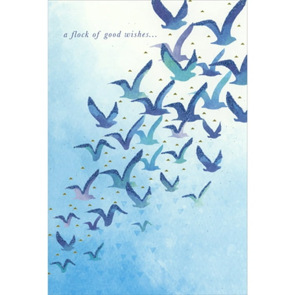 Pictura Flock Of Good Wishes: Blue Watercolor Birds Birthday Card