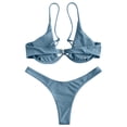 thumbnail image 6 of Women's Sexy Bikini Set Underwire Solid Color Two Piece Swimsuit Bow Tie Details for Beach Vacation Summer Pool Party,Gray,L, 6 of 6