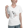 thumbnail image 2 of Fredo Music Bang Shirt Women's Slim Fit Silhouette Top Fashion V-Neck Short Sleeve T-Shirt White, 2 of 4