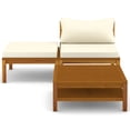 thumbnail image 3 of Casafoyer 3 Piece Patio Lounge Set with Cream White Cushions Acacia Wood, 3 of 3