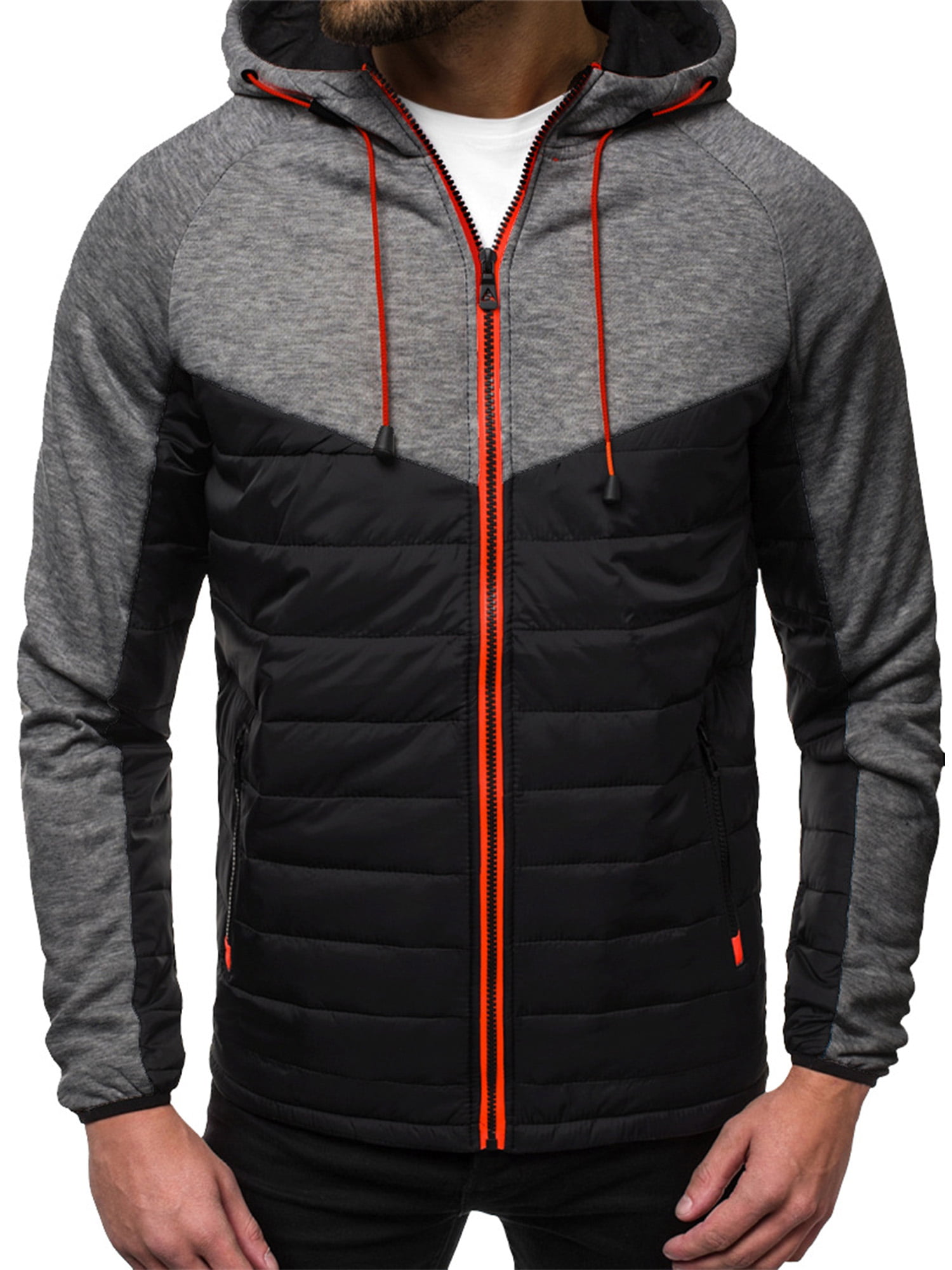 Men's Casual Contrast Color Loose Fit Hoodie Zip-Up Long Sleeve Training  Outwear Stylish Active Jackets with Zip Pocket - Walmart.com