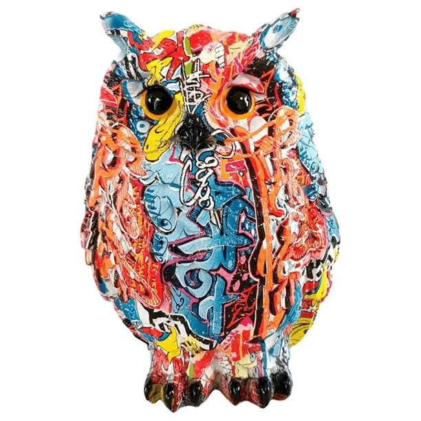 Estatua de búho, decoración del hogar, centro de mesa, pequeños artículos de decoración, figura de pájaro de resina, adorno Estilo E