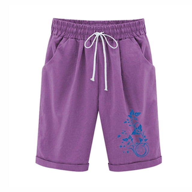 Top and Shorts Sets for Women, Womens Elastic Waist Printing Drawstring Shorts