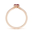 thumbnail image 2 of ANGARA Natural Two Stone Ruby Bypass Ring with Diamond Accents in 14K Rose Gold for Women (Size-3mm) | July Birthstone, Birthday, Anniversary, Jewelry Gift for Women | Natural Ruby Ring, 2 of 9