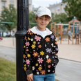 thumbnail image 4 of FUIALDOLG Girls Winter Jacket Colorful Floral Print Hoodies Kids Full Zip Hoodie Girls Jacket Warm Cozy Outwear Coat with Pockets, Size S, 4 of 7