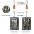 thumbnail image 2 of PU Leather Badge Holder ID Badge Holder with Lanyard for Cards & Credentials Silver and Black Butterfly, 2 of 6