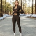thumbnail image 2 of High Waist Full Length Leggings with Ribbed Waistband - Medium, Coffee, 2 of 6