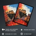 thumbnail image 3 of Edinburgh Castle Vibrant Oil Painting Autumn Rain Cityscape Art Print Framed Poster Wall Decor 12x16 inch, 3 of 5