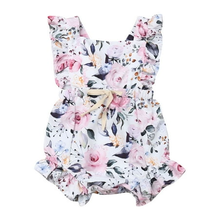 

Pudcoco Girls Ruffles Rompers Flower Sleevelss Playsuit Baby Costumes