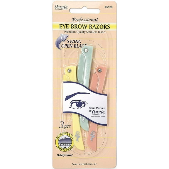 Annie Eye Brow Razors Swing Open Blade, 3/PK