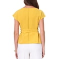 thumbnail image 3 of INSPIRE CHIC Cap Sleeve Dressy Top for Women's Boat Neck Office Work Belted Peplum Tops S Yellow, 3 of 6