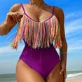 thumbnail image 5 of BSDJILFG Women's Bikini Swimsuits ,One-Piece High Waisted Bikini Spaghetti Strap Tassel Bodysuits for Women Summer Bathing Suits, 5 of 7