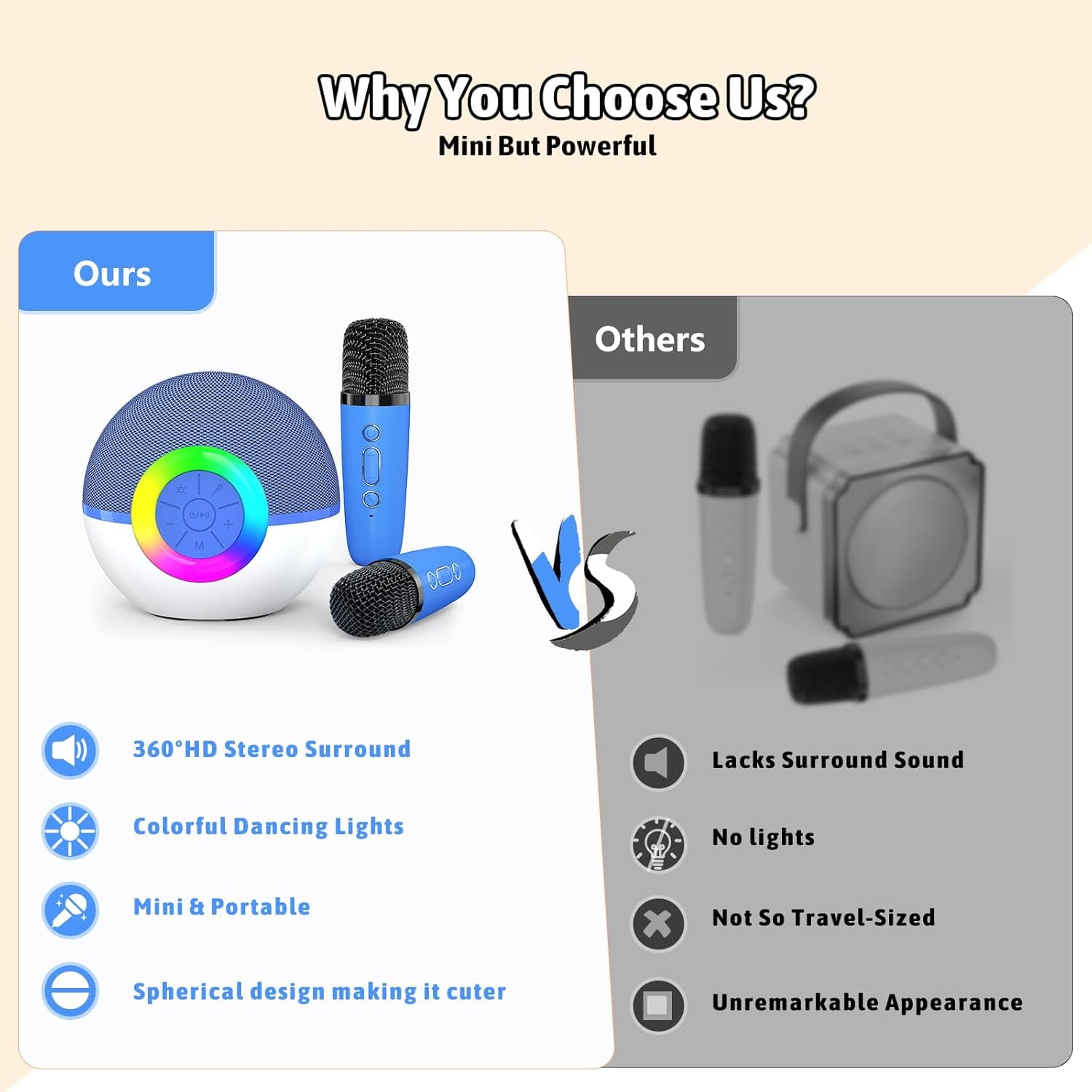 EASY Karaoke Microphone Machine Toys for Kids Adults, Mini Portable Bluetooth Speaker with 2 Wireless Mics, Christmas Birthday Gifts for Boys Girls Ages 3 4 5 6 7 8 9 10 11 12+Year Old Purple