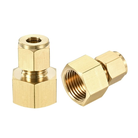 Uxcell Female Threads Tubes OD Brass Compression Tubes Fitting 8mm