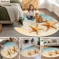 thumbnail image 6 of Area Rug 36in, Summer Beach Scene Starfish Ocean Floor Carpet Living Room Rug, Water Ripple Sea Waves Non-Slip Welcome Mat Indoor Rugs for Bedroom Dining Room, 6 of 9