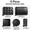 thumbnail image 2 of SPORTS JOY 6 Piece Baking Pans Sets for Kitchen,Stackable Nonstick Baking Pans,Carbon Steel Baking Pans Set with Cookie Sheet,Loaf Pan,Square Cake Pan,2 Pizza Pans,Muffin Pan, Dishwasher Safe, 2 of 8