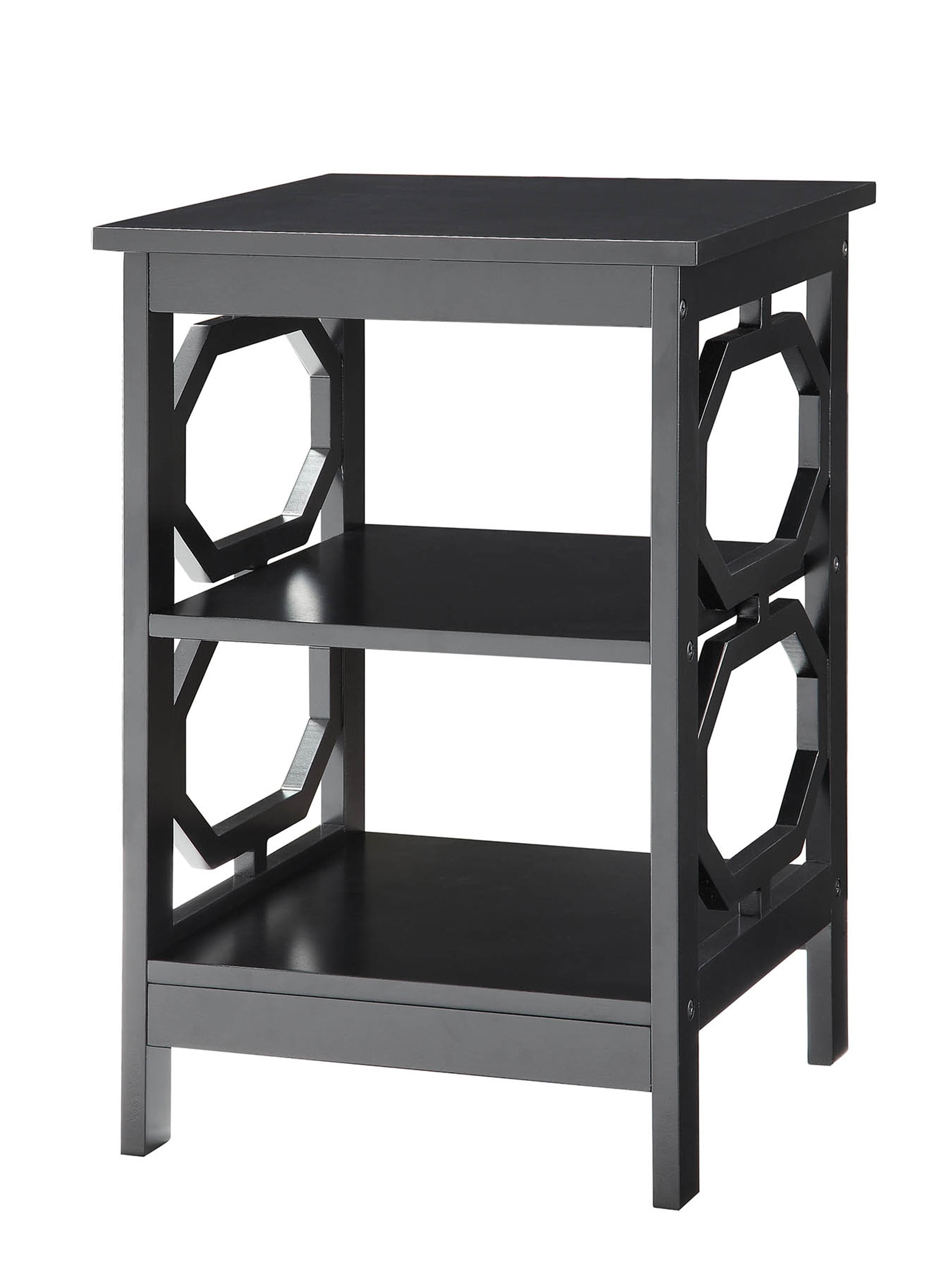 Convenience Concepts Omega Square End Table in Black Wood Finish