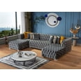 thumbnail image 4 of Portofino Silver Velvet Double Chaise Sectional, 4 of 7