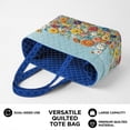 thumbnail image 5 of Pzuqiu Floral Embroidered Women's Large Quilted Tote Bags Reversible Lightweight Blue Shoulder Handbags for Work, Shopping, Travel, College, Everyday Use, 5 of 7