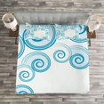 thumbnail image 3 of Ambesonne Teal and White Quilted Bedspread Set 3 Pcs, Water Waves, King Size, Blue White, 3 of 3