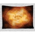 thumbnail image 1 of Horror House Decor Tapestry, Demon Trap Symbol Logo Ceremony Creepy Ritual Fantasy Paranormal Design , Wall Hanging for Bedroom Living Room Dorm Decor, 80W X 60L Inches, Orange, by Ambesonne, 1 of 1