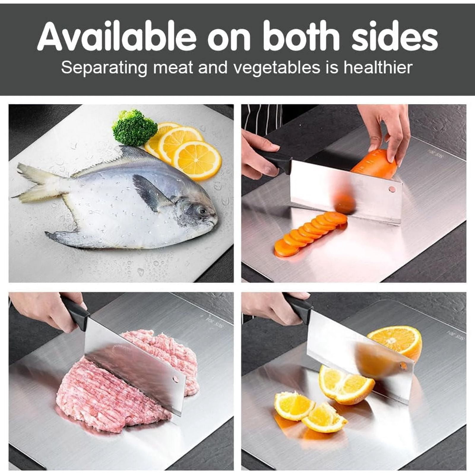 Sleek Stainless Steel Chopping Board – Durable, Easy-to-Clean Kitchen Cutting Board with Built-in Hanging Hole L