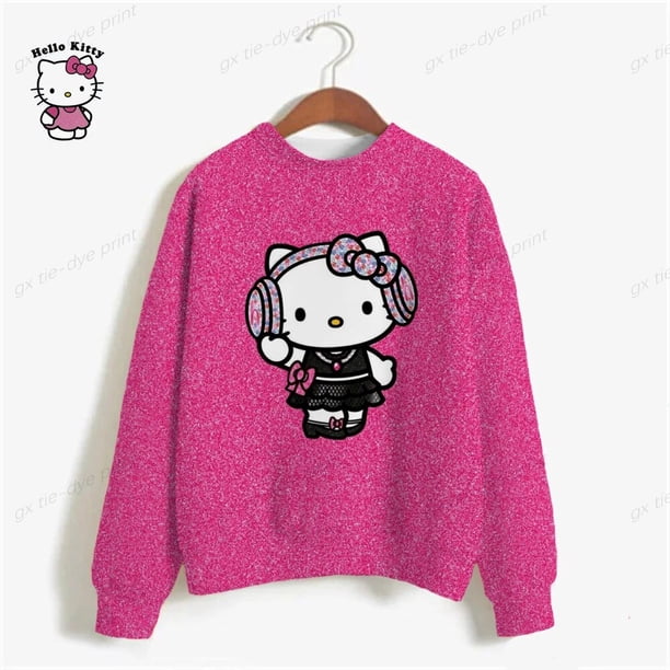 Hello Kitty Sudadera Mujer Harajuku Tie-dye Estampado Delgada Linda Sudadera Con Capucha De Dibujos Animados Manga Larga Sudadera Con Capucha De Gran Tamaño Ropa De Calle,RTZ3BC0968,2XL