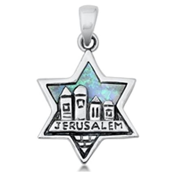 Sterling Silver City of Jerusalem Pendant Bible Jesus Christ Star of David Charm Jewelry Female